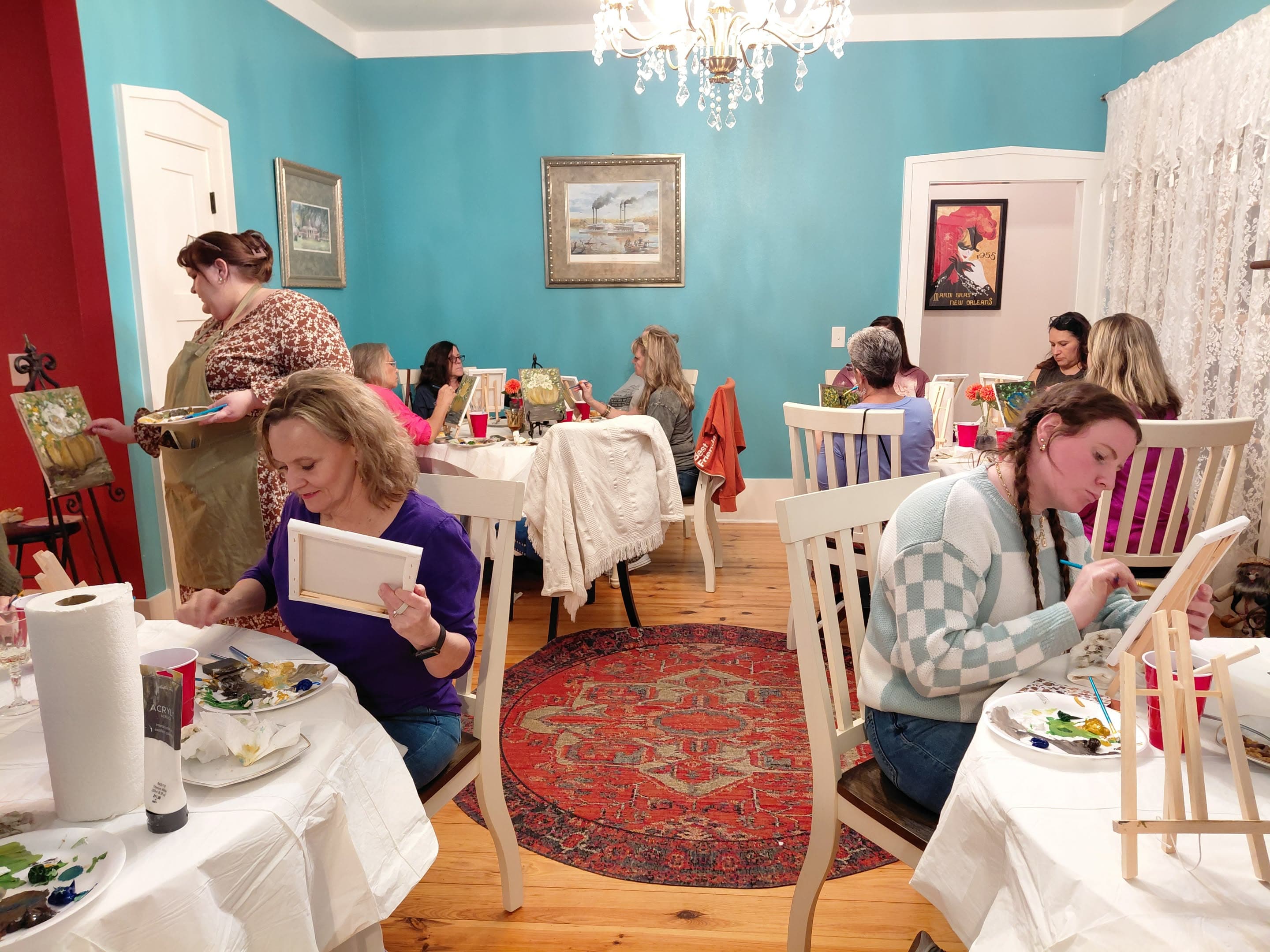 paint and sip painting activity steamboat inn jefferson tx